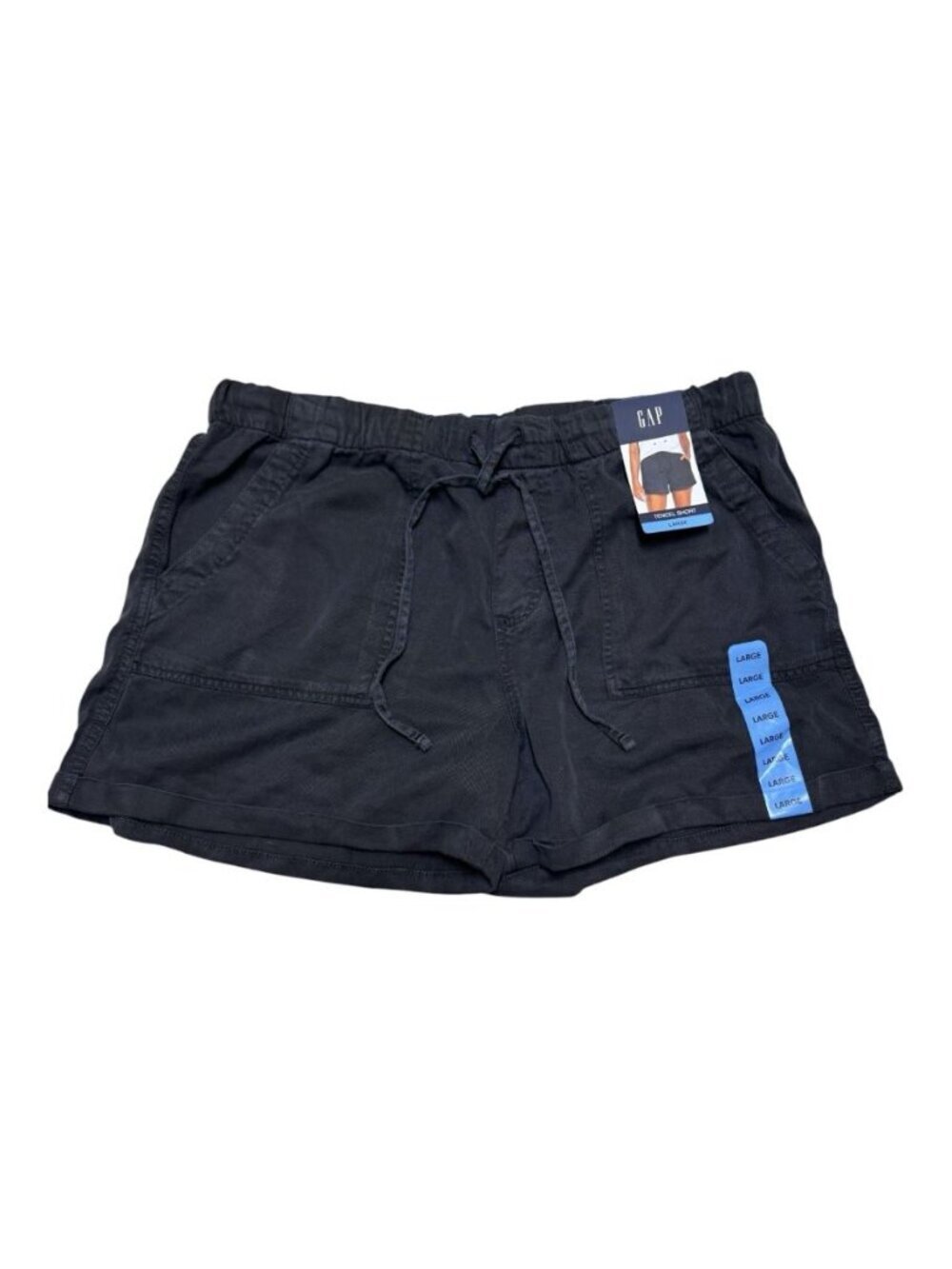 Gap Tencel Lyocell Pull On Shorts Black Size L NWT Elastic Waist